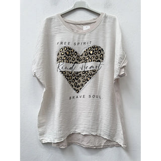 Ivory Leopard Heart Kind Heart Graphic Tee
