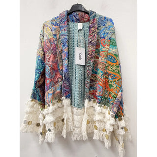Multi Paisley Boho Fringe Kimono Jacket