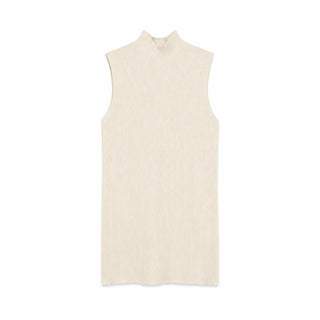 Oat Ribbed Mock Neck Sleeveless One Size Top