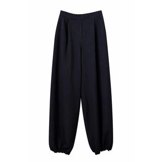 Black High Waist Pleated Balloon Leg Tapered One Size Jogger Pants
