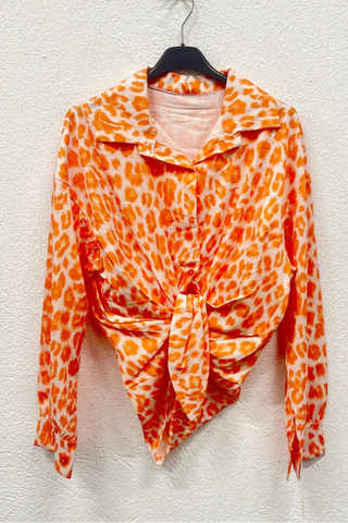Leopard Print Oversized Button Down Top