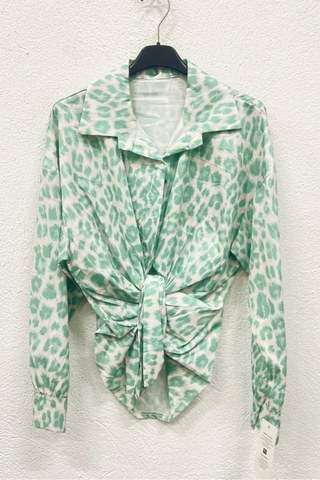 Leopard Print Oversized Button Down Top