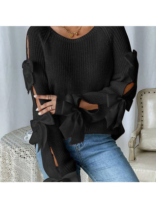 Black Bow Cutout Sleeve Sweater alternate