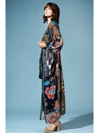 Midnight Fern Ethereal Bloom One Sized Kimono product view 4 on a white background
