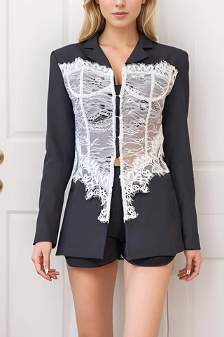 Lace Corset Detail Blazer - Born To Glam