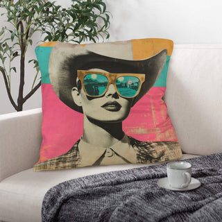 Retro Cowgirl Pop Art Pillow Case - Born To Glam