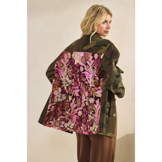 Camo Jacket with Mesh Sequins Contrast