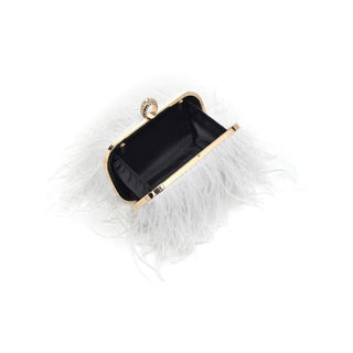 Harlow Feather Evening Bag White - Born To Glam