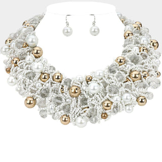 Wire Beaded Collar Necklace - Born To Glam