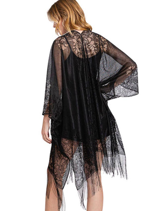 Black Lace Fringe One Sized Kimono alternate