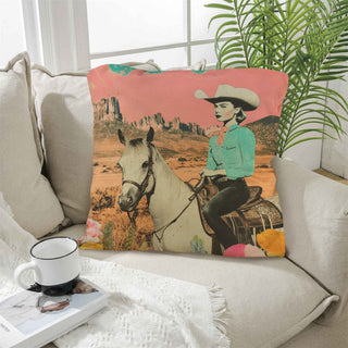 Retro Cowgirl Western Ride Throw Pillow Case - Born To Glam