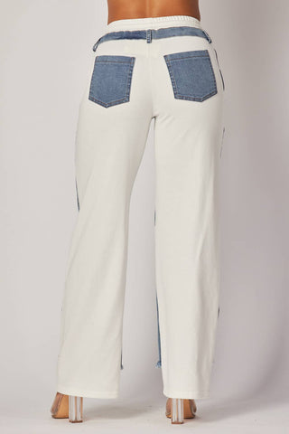 Ivory Denim Jeans Sweatpants - Born To Glam