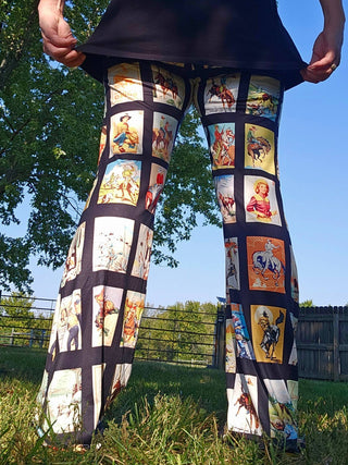 Vintage Cowboy Collage Flare Pants — Faire photo 7
