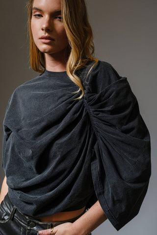 Washed Draped Pleated T-Shirt - Born To Glam