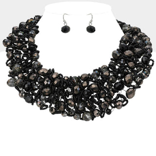 Wire Beaded Collar Necklace - Born To Glam