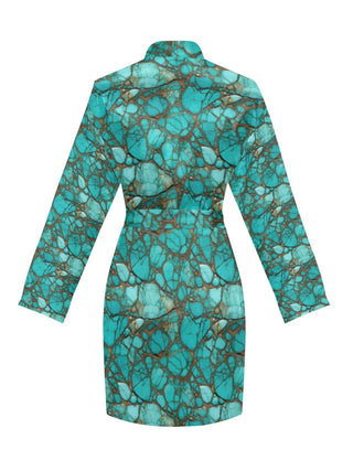 All Turquoise Long Sleeve Belted Satin Robe — Faire photo 8