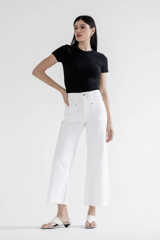 Mica Denim White High Rise Wide Leg Jeans - Born To Glam