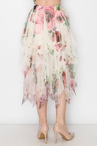 Dreamy Tiered Tulle Midi Skirt With Floaty Hem - 4546 BG/BIG ROSE - Born To Glam