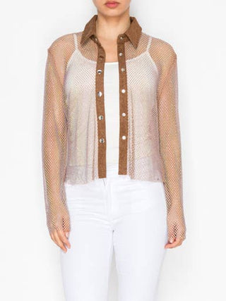 Brown Sparkly Mesh Jacket