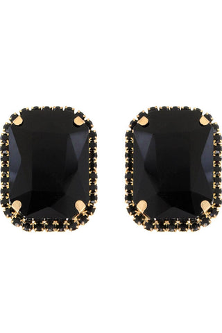 Rhinestone Octagon Cut Crystal Stud Earrings - Born To Glam