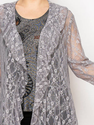 Silver Lace Ruffle Sparkle Duster - Born To Glam