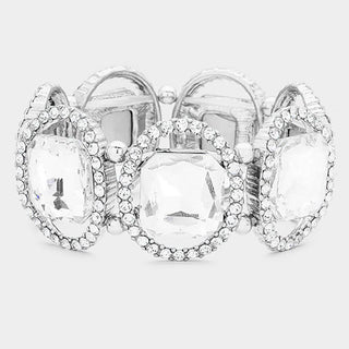 Pave Oval Crystal Stretch Bracelet - Born To Glam