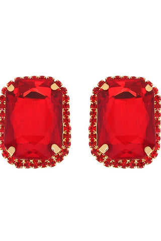 Rhinestone Octagon Cut Crystal Stud Earrings - Born To Glam