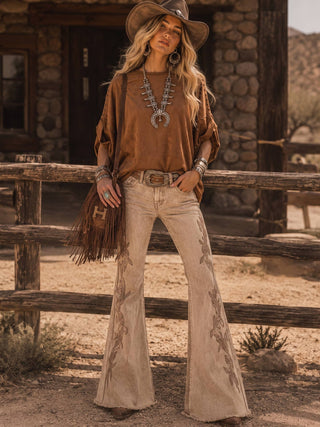 Camel Studded High-Low Oversized Tee - Faire photo 5