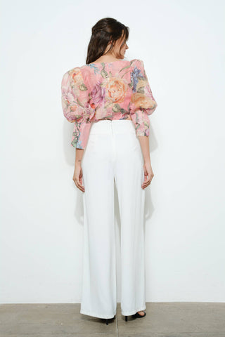 Sheer Floral Puff-Sleeve Blouse - Born To Glam