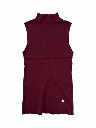 Bunburdy Ribbed Mock Neck Sleeveless One Size Top