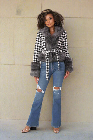 Houndstooth Belted Jacket