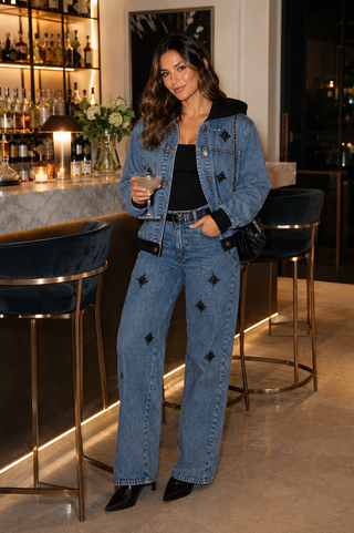 Denim Embellished Jacket - Born To Glam