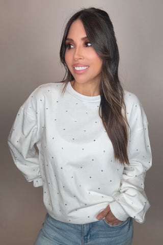 Rhinestone Detail Sweatshirt Top - Born To Glam