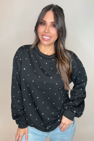 Rhinestone Detail Sweatshirt Top - Born To Glam
