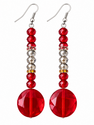 Red Crystal Beaded Statement Earrings