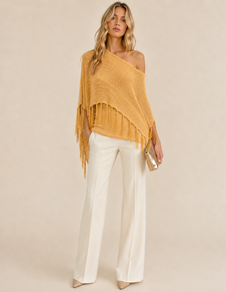 Yellow Fringe Knit Sweater Top - Born To Glam