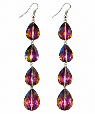 Rainbow Crystal Teardrop Statement Earrings