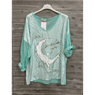 Style the Mint Mist Celestial Moon Whisper Knit Top exclusively at Born To Glam
