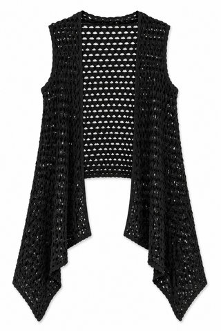Black Statement Open Weave One SIze Vest