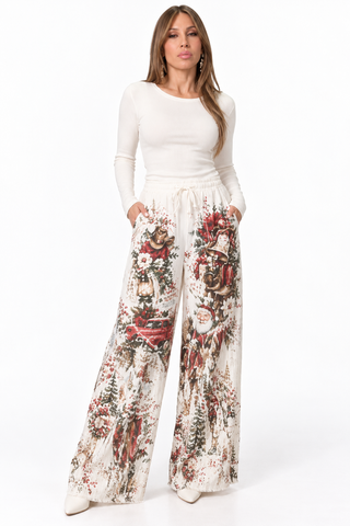 Santa Truck Wide Leg Pants on model - studio image