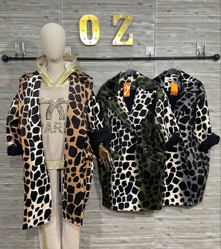 Italian Giraffe Print Longline Coat — supplier photo