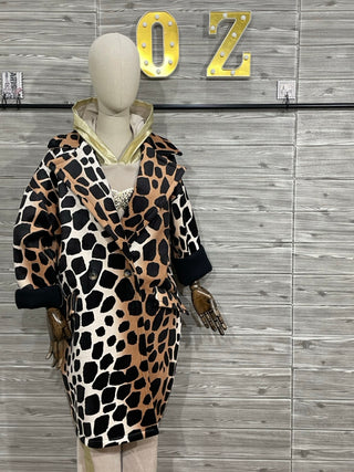 Italian Giraffe Print Longline Coat — supplier photo