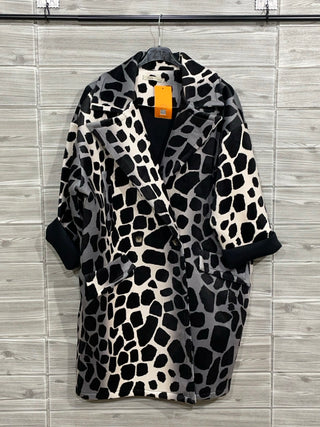 Italian Giraffe Print Longline Coat — supplier photo