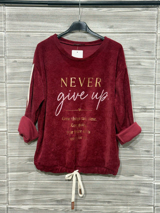 Italian Burgundy Embellished Drawstring Hem One Size Sweatshirt — supplier photo