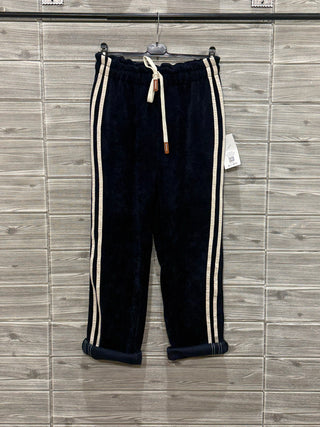 Italian Navy Metallic Side Stripe Drawstring One Size Pants — supplier photo