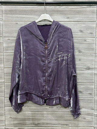 Italian Pink Metallic Zip Front Drawstring One Size Jacket — supplier photo