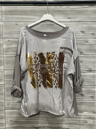 Italian Sequin Panel Long Sleeve Top — supplier photo
