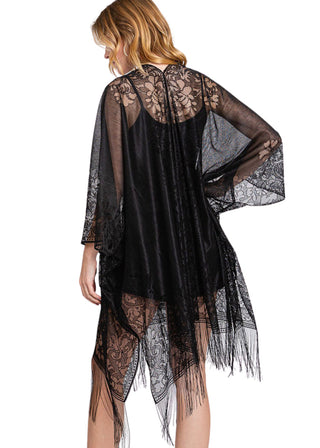Black Lace Fringe One Sized Kimono view 2