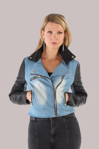 Leather and Denim Moto Jacket