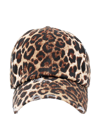 Leopard Print Distressed Baseball Cap - One Size view 2